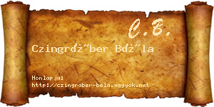 Czingráber Béla névjegykártya